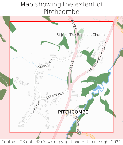Map showing extent of Pitchcombe as bounding box