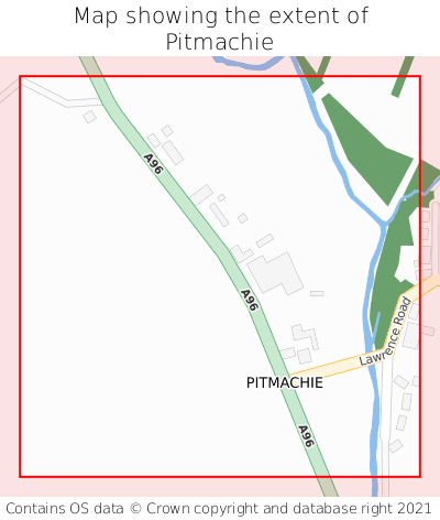 Map showing extent of Pitmachie as bounding box