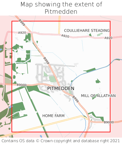 Map showing extent of Pitmedden as bounding box