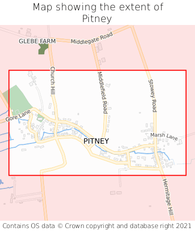 Map showing extent of Pitney as bounding box