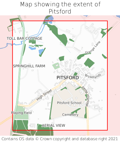 Map showing extent of Pitsford as bounding box