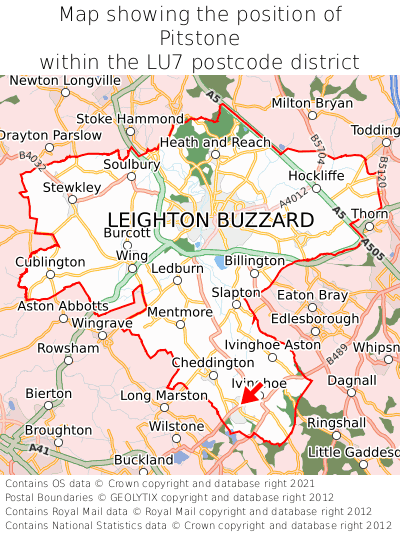Map showing location of Pitstone within LU7