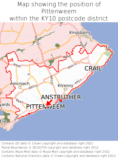 Map showing location of Pittenweem within KY10