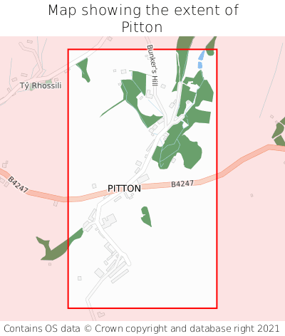 Map showing extent of Pitton as bounding box