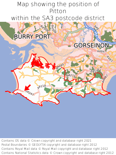 Map showing location of Pitton within SA3