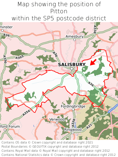 Map showing location of Pitton within SP5