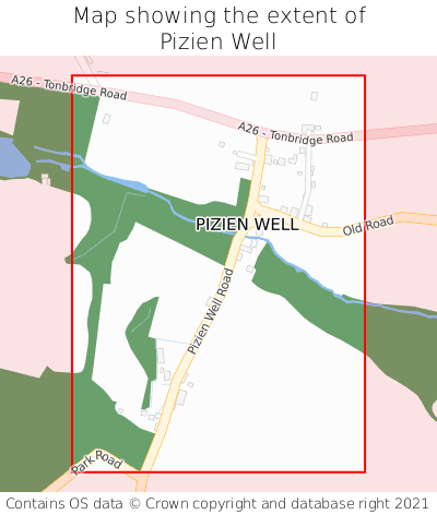 Map showing extent of Pizien Well as bounding box