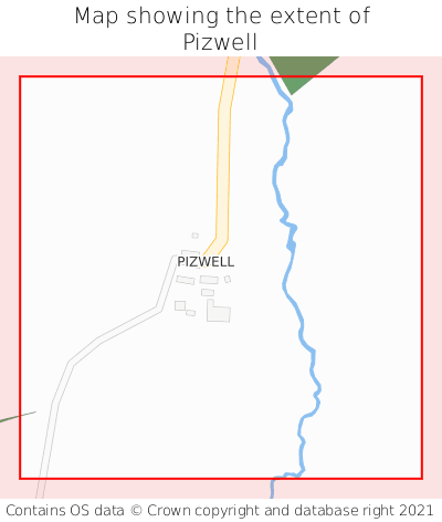 Map showing extent of Pizwell as bounding box