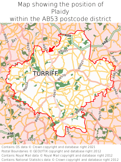 Map showing location of Plaidy within AB53