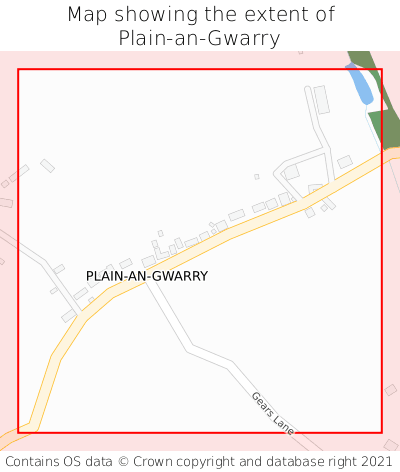 Map showing extent of Plain-an-Gwarry as bounding box