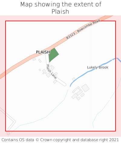 Map showing extent of Plaish as bounding box