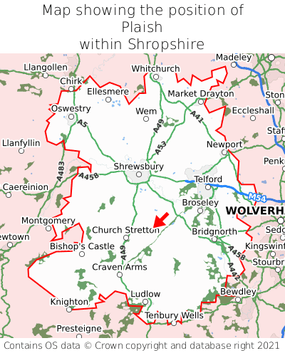 Map showing location of Plaish within Shropshire