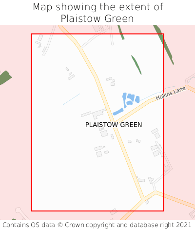 Map showing extent of Plaistow Green as bounding box