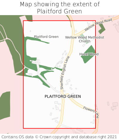 Map showing extent of Plaitford Green as bounding box