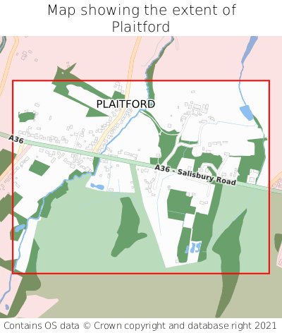 Map showing extent of Plaitford as bounding box