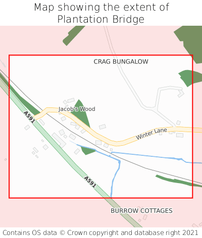 Map showing extent of Plantation Bridge as bounding box