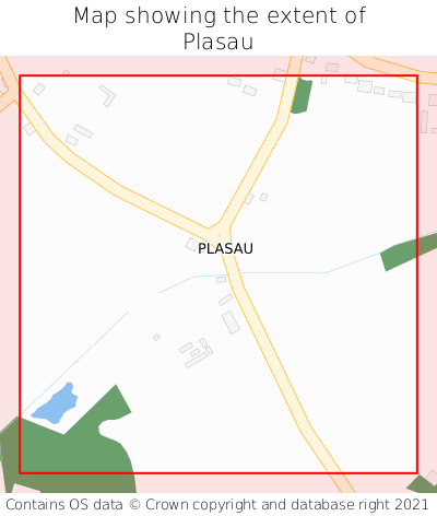 Map showing extent of Plasau as bounding box
