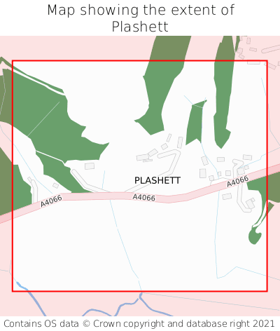 Map showing extent of Plashett as bounding box