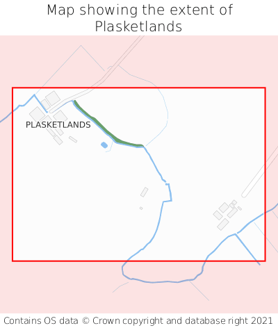 Map showing extent of Plasketlands as bounding box