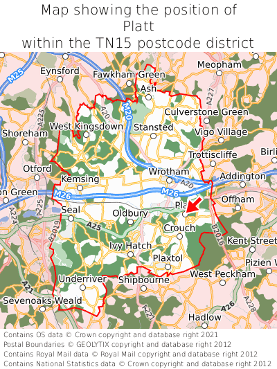 Map showing location of Platt within TN15