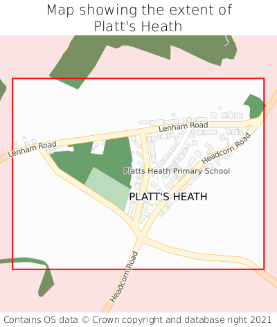 Map showing extent of Platt's Heath as bounding box