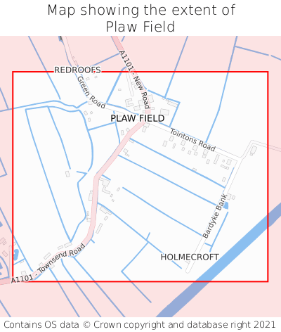Map showing extent of Plaw Field as bounding box