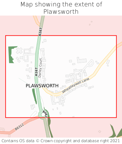 Map showing extent of Plawsworth as bounding box