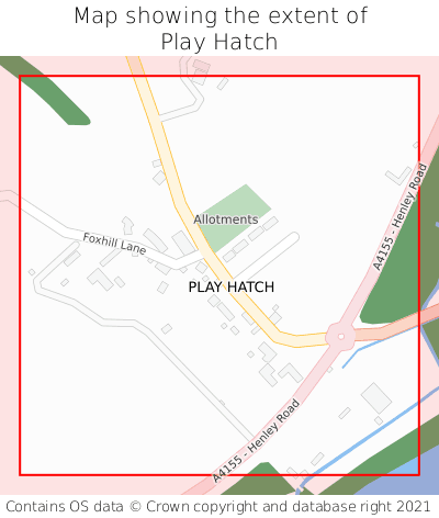 Map showing extent of Play Hatch as bounding box