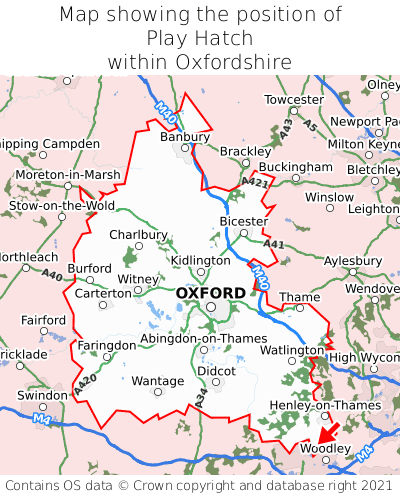 Map showing location of Play Hatch within Oxfordshire