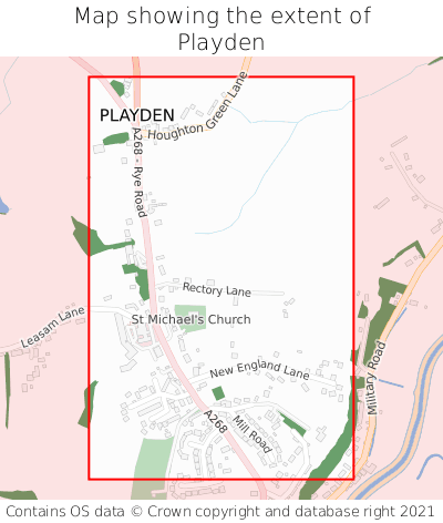 Map showing extent of Playden as bounding box