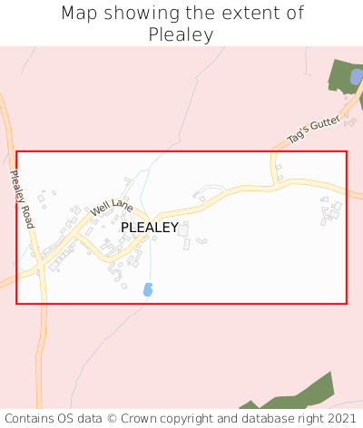 Map showing extent of Plealey as bounding box