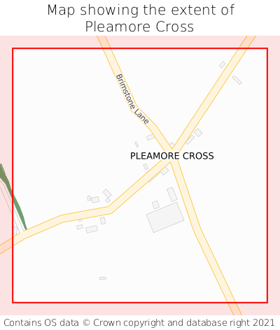 Map showing extent of Pleamore Cross as bounding box