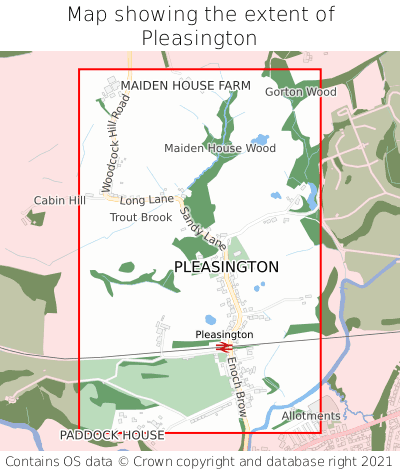 Map showing extent of Pleasington as bounding box