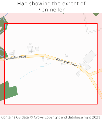 Map showing extent of Plenmeller as bounding box