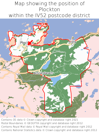 Map showing location of Plockton within IV52