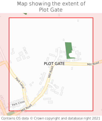 Map showing extent of Plot Gate as bounding box