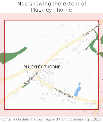 Map showing extent of Pluckley Thorne as bounding box
