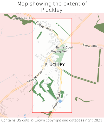 Map showing extent of Pluckley as bounding box