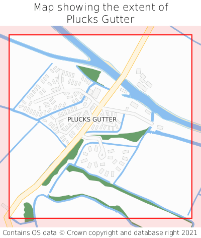 Map showing extent of Plucks Gutter as bounding box