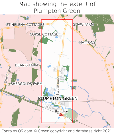 Map showing extent of Plumpton Green as bounding box