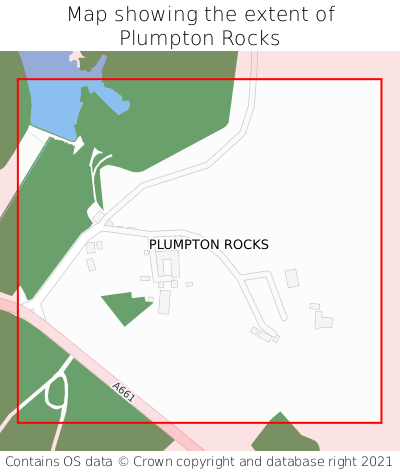 Map showing extent of Plumpton Rocks as bounding box