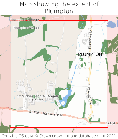 Map showing extent of Plumpton as bounding box