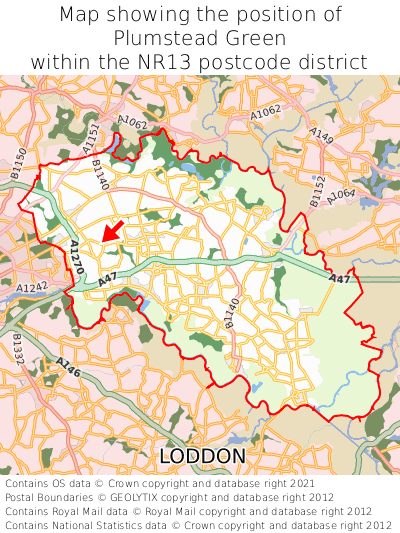 Map showing location of Plumstead Green within NR13