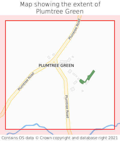Map showing extent of Plumtree Green as bounding box