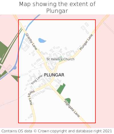 Map showing extent of Plungar as bounding box