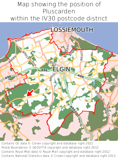 Map showing location of Pluscarden within IV30