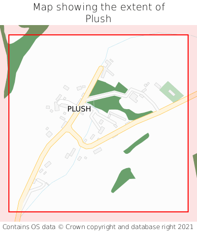 Map showing extent of Plush as bounding box