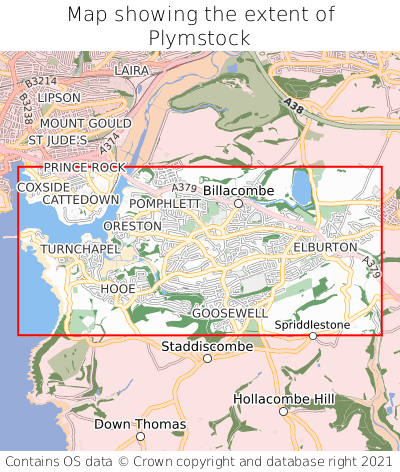 Map showing extent of Plymstock as bounding box