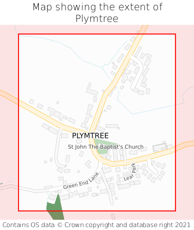Map showing extent of Plymtree as bounding box