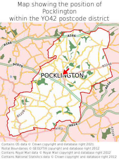 Map showing location of Pocklington within YO42